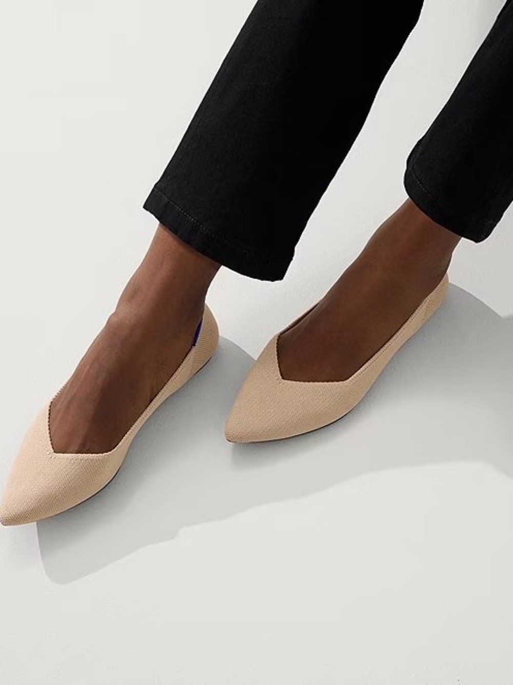Rothy’s The Point Ballet Flats Ecru Knit Pointed Toe Shoes 7.5 Washable Neutral